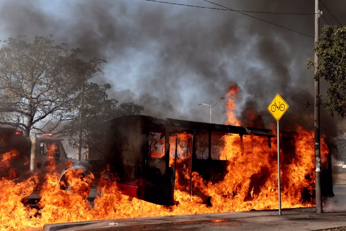 Bus Set On Fire By Crime Groups 